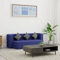 Solimo Rupton 3 Seater Foldable Sofa Cum Bed (EPE Foam with Jute Fabric, Blue, 72x44x14 inches)