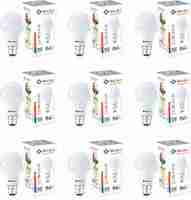 BAJAJ 9 W Round B22 LED Bulb (White, Pack of 9)