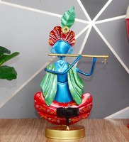 Metal Handpainted Krishna Tealight Candle Holder, By Home Decor International