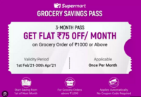 Extra Flat 50 Rs off on next 6 purchases on Grocery with Savings Pass
