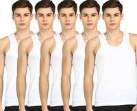 THE BLAZZE Men's Beast Tank Tops Muscle Gym Bodybuilding Vest Fitness Workout Train Stringers (Large, White_Pack of 5)