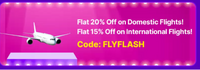Flat 20% Off on Domestic & 15%-16% Off on Int Flights
