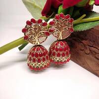 Tree Shape Red Color Earrings/Jhumka @216/-