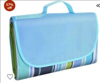 Afrodite Picnic Beach Camping Blankets, Outdoor Picnic Mat for Family, Beach, Park, Travel, Camping, Hiking and Music Festivals with Bags(57" x 79") (Blue) 