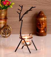 Deer Black Aluminium Tea Light Holder, By eCraftIndia
