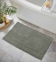 Grey Solid Microfiber 16x24 Inches AntiSkid Bath Mat, By Sunvibe
