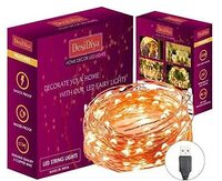  Apply ₹10 coupon DesiDiya Copper Fairy String Lights with USB Powered Led Light for Home Decoration (5 Meters,Pack of 1,Corded Electric)