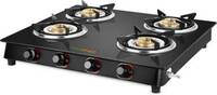 Greenchef Ebony Glass Manual Gas Stove  (4 Burners)