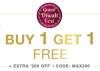 Max Grand Diwali Fest - Buy 1 Get 1 + Extra 200 Off via Code
