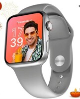 CrossBeats Ignite Cube 1.9" HD Screen Bluetooth Calling Smartwatch Rotating Crown, 60Hz Refresh Rate, 550 NITS,100+ Watch Faces, Sports Mode, Built in Speaker & Mic,HR SpO2 BP Monitor (Silver) 