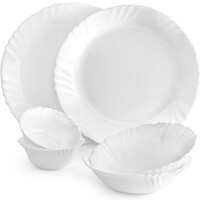 [100 COUPON] Cello Opalware Imperial Series Plain Dinner Set, 6Pcs | Opal Glass Dinner Set of 6 | Light-Weight, Daily Use Crockery Set for Dining | White Plate and Bowl Set