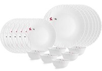 [200 coupon] Cello Opalware Dazzle Series Lush Fiesta Dinner Set, 18 Units | Opal Glass Dinner Set for 6 | Light-Weight, Daily Use Crockery Set for Dining | White Plate and Bowl Set