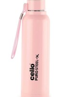 [75 coupon] Cello Puro Steel-X Benz 900 | Leak Proof| Wide Mouth & Easy to Open | Insulated Inner Steel Outer Plastic Water Bottle | 730ml | Pink