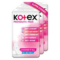 Kotex ProHealth+ Ultra thin Sanitary Pads for Women | XL+ size 126 napkins | Combo Pack (42's x 3) | Healthy Protection with No Leakage, No Wetness and Rash free pads