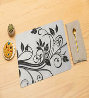 Ethnic motif Black and White (12 x 16) PVC (Set of 6) Placemats, By Ambbi Collections