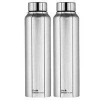 The Better Home 1000 Stainless Steel Water Bottle 1 Litre - Silver | Rust-Proof, Lightweight, Leak-Proof & Durable | Eco-Friendly, Non-Toxic & BPA Free Water Bottles 1+ Litre| Pack of 2