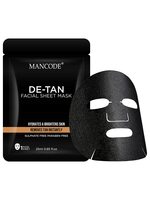 Mancode De-Tan Facial Sheet Mask Removes Tan Instantly | Fight Pimple | Purifying and Brightening | Hydrating & Detoxifying | 1 Mask Sheet 25ml 0.85 FL.OZ