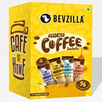 Bevzilla Instant Assorted Coffee Powder - 96 Sachets Box - 192gm(4 Flavours - 48gm each)