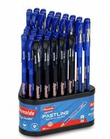 Reynolds FASTLINE 50 CT 45 BLUE 5 BLACK - DISPENSER | Ball Point Pen Set With Comfortable Grip | Pens For Writing | School and Office Stationery | Pens For Students | 0.7 mm Tip Size