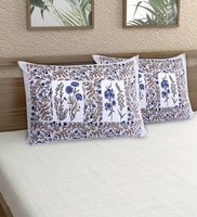 Blue Patterned 144 TC 100% Cotton (Set of 2) Pillow Covers By AJ home