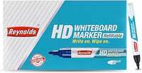 Reynolds Bold White Board Marker Pen For Office And Home Use I Leak Proof White Board Marker With Unique Tip Stopper System - 10Ct Black