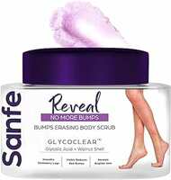 Sanfe Reveal No More Bumps Erasing Body Scrub for Rough & Bumpy Skin, Tan and Strawberry Legs | Glycolic Acid, Walnut Shell | Bath to Remove Dirt, Dead Skin | 100g for women for soft & bright skin. Apply 5% off coupon 