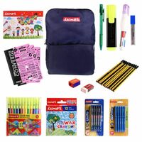 Luxor All-in-One Stationery & Art Kit-School Bag, Notebook, Drawing Book, Gel Pen