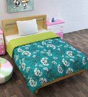 Green Polyester Floral 120 GSM Single Bed Quilt Comforters By Divine Casa
