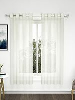 Story@Home Sheer Window Curtains Linen Look Semi Transparent Curtains (Set of 2, 5 Feet, White)