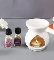Ceramic Oil Burner With Two Oil Fragrances and Tea Light, By Hosley