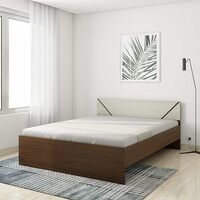 Amazon Brand - Solimo Tucana Engineered Wood Walnut Finish Queen Bed (Brown)