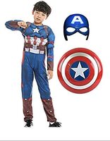 FLIPWORLD Captain America Super Hero Dress For Kids Unisex With Shield