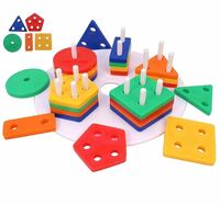 HARRY & JAMES® Learning Shape Geometric Blocks Stacker Shape Sorter Column Puzzle Stacking Set Creative Buildings Bricks & Blocks Learning Shape for Kids,Boys,Girls,Childrens,Multicolor(26 Pieces)