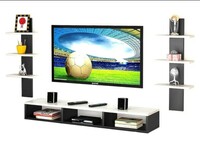 Limited-time deal: VANIYA CRAFTS Wall Mounted Tv Unit With Wall Shelves/TV & Entertainment Units/Wall Mounted Tv Unit/Tv Stand For Wall/Setup Box Stand Decor (Black & White,Engineered Wood)