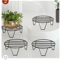 WonderStand ORION Plant Stands (Set of 4) Plant Stand for Balcony Rust proof Flower Pot Stand Galvanized Metal with 7 Layer Coating (Round Black)