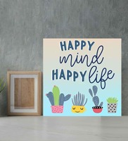 Happy Mind Happy Life Multicolour MDF Unframed Art Print By Chaque Decor