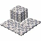 Cheston Tiles for Floor with Interlocking I Pebble Floor Tiles I Weather & Water Resistant I Tiles for Garden, Balcony & Poolside I 12" X 12" Deck Tiles (Set of 6, Grey-Colour Stones)