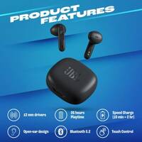 JBL Wave 300 TWS, 26Hr Playtime, Open-Ear Design, JBL Epic Sound, Touch Control Bluetooth Headset  (Black, True Wireless)