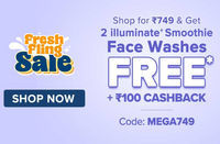 Aqualogica Fresh Fling Sale-Shop for Rs.749 & Get 2 Illuminate Smoothie Fash Washes Free + Rs.100 Cashback