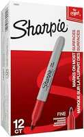 SHARPIE Red Permanent Marker Fine Tip for Precise Writing |Suitable for Multipurpose Usage| Smudge Free | Office Stationery Items | Pack of 12
