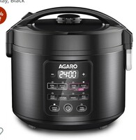 AGARO Regal Electric Rice Cooker, 3 Liters Ceramic Inner Bowl, Cooks Up to 600 Gms Raw Rice, SS Steamer, Preset Cooking Functions, Preset Timer, Keep Warm Function, LED Display, Black 