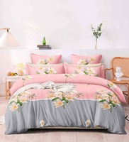 Pink Floral 160 TC Microfibre King Sized Bedsheet with 2 Pillow Covers,