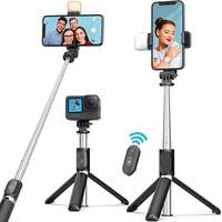 Selfie Stick with Tripod Stand, Bluetooth Extendable Tripod for Mobile Phone, 3-in-1Multifunctional Selfie Stick for iPhone/Mi/OnePlus/Samsung/Oppo/Vivo and All Phones [Apply Coupon]