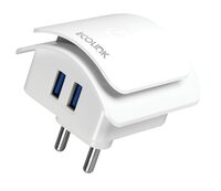 Ecolink Eclipse USB Polycarbonate Charger Touch Night Lamp | 2 USB Ports with 05W Bedside Light | Pack of 1 (White)