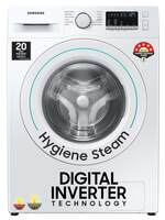 Samsung 7 Kg 5 Star Inverter, Hygiene Steam Fully-Automatic Front Loading Washing Machine (White, Diamond Drum)