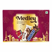 Medley Premium Chocolate Gift Pack for Diwali | Assortment of World Famous Chocolates | Snickers, Galaxy & Skittles | Best Diwali Gift Pack | 179g