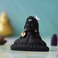eCraftIndia Handcrafted Polyresin Black Adiyogi Lord Shiva Statue Murti for Car Dashboard Home, Pooja Room, Office Decor