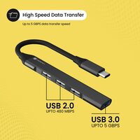 Portronics Mport 31C USB C Hub (4-in-1) Type C Multiport Adapter with 1 x USB 3.0 & 3 x USB 2.0 Ports