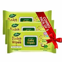 Dabur Baby Wipes: Soft Moisturizing Wet Wipes 80 Wipes X Pack of 3