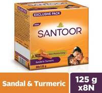 Santoor by Wipro Sandal & Turmeric Soap for Younger Looking & Glowing Skin  (8 x 125 g)